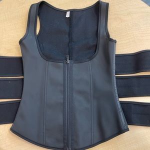 Latex Waist trainer Vest triple belts with zipper